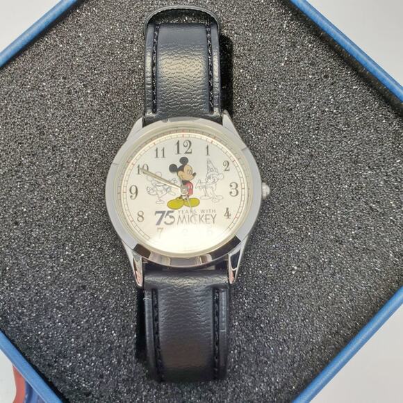 Disney 75 Years w/ Mickey Mouse Silver-Toned Watch Like-New - Picture 1 of 14